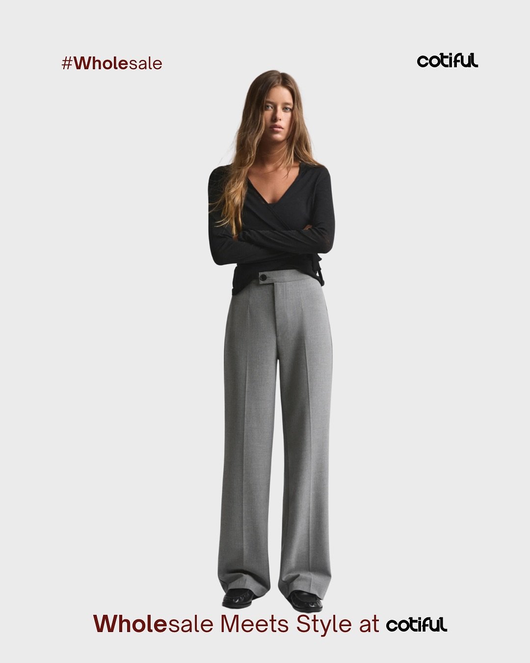 Grey wide-leg trousers
